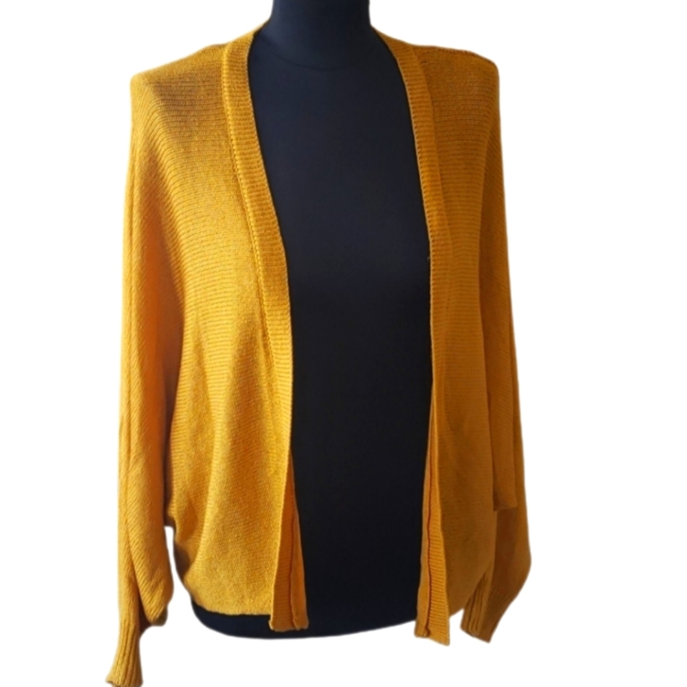 Forever 21 Gold Cover Up Knit Sweater Baggy Wing Arms Cardigan Large